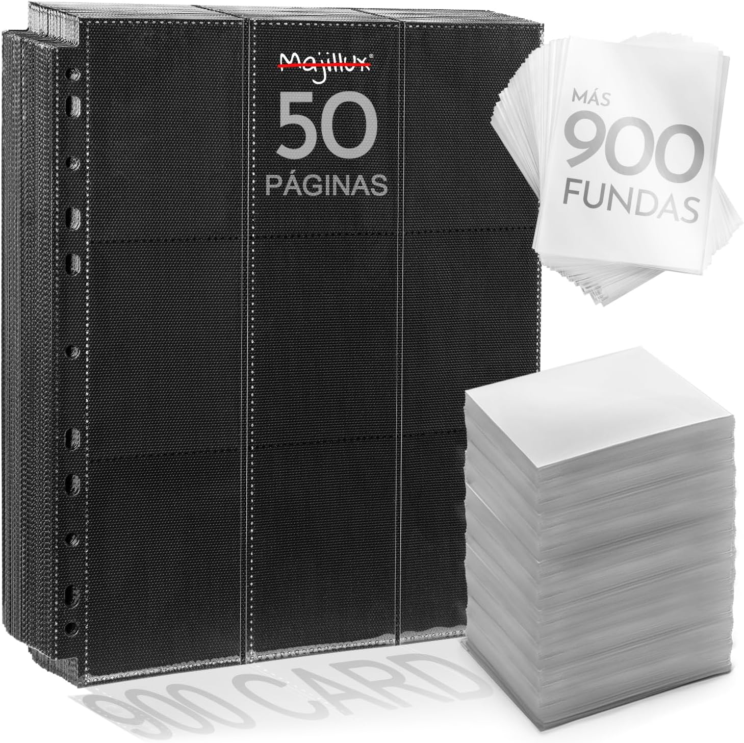 Majillux 900 Protezioni con 50 Pagine Nere per Carte