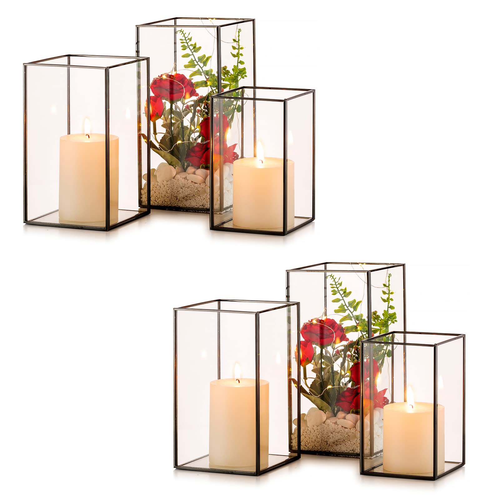 Nuptio Hurricane Portacandele in Vetro - 6 Pezzi Trasparenti