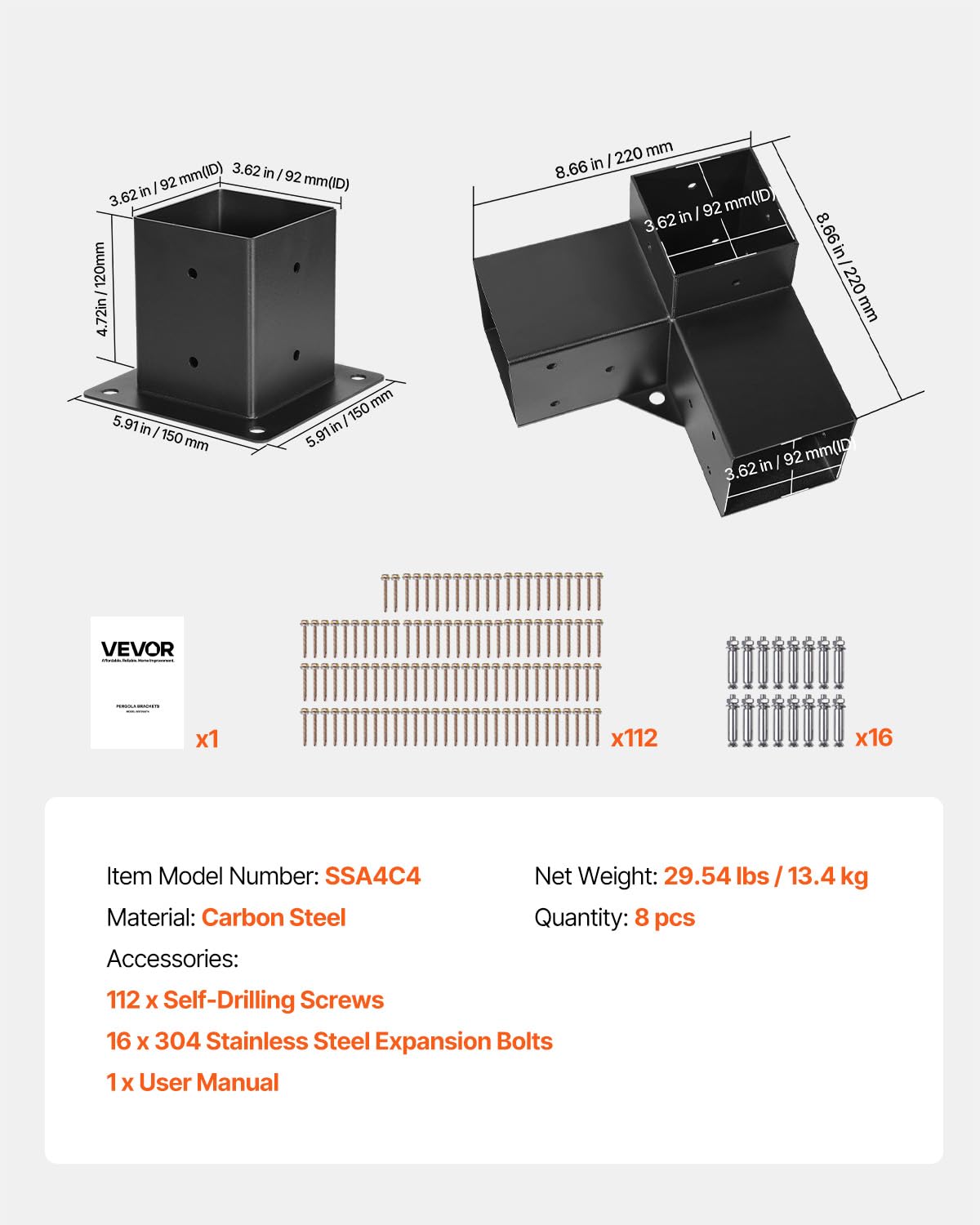 Vevor Kit Staffe per Pergolato 101,6x101,6cm - immagine 7
