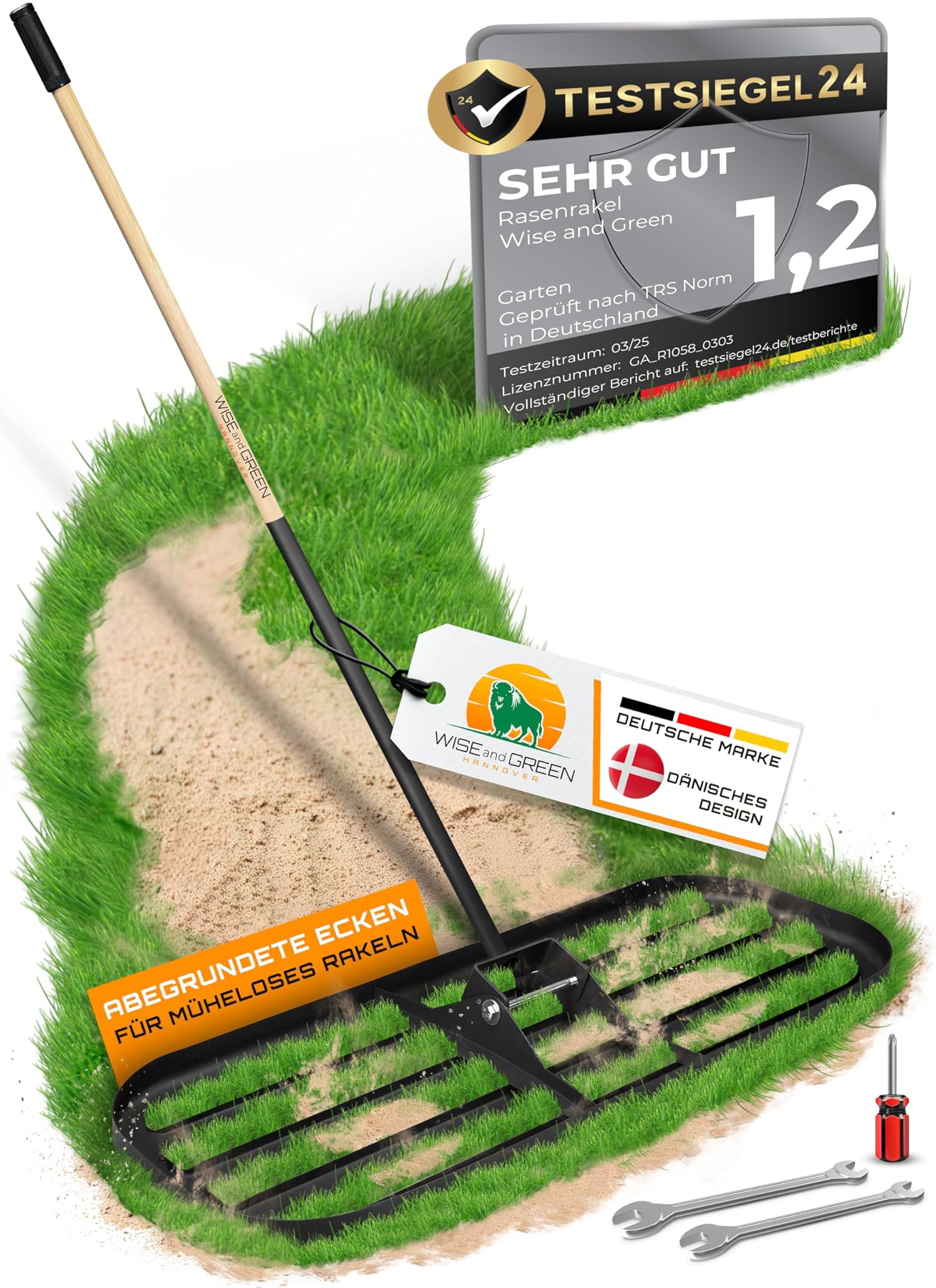 Raschietto per Prato con Angoli Arrotondati in Acciaio Inox