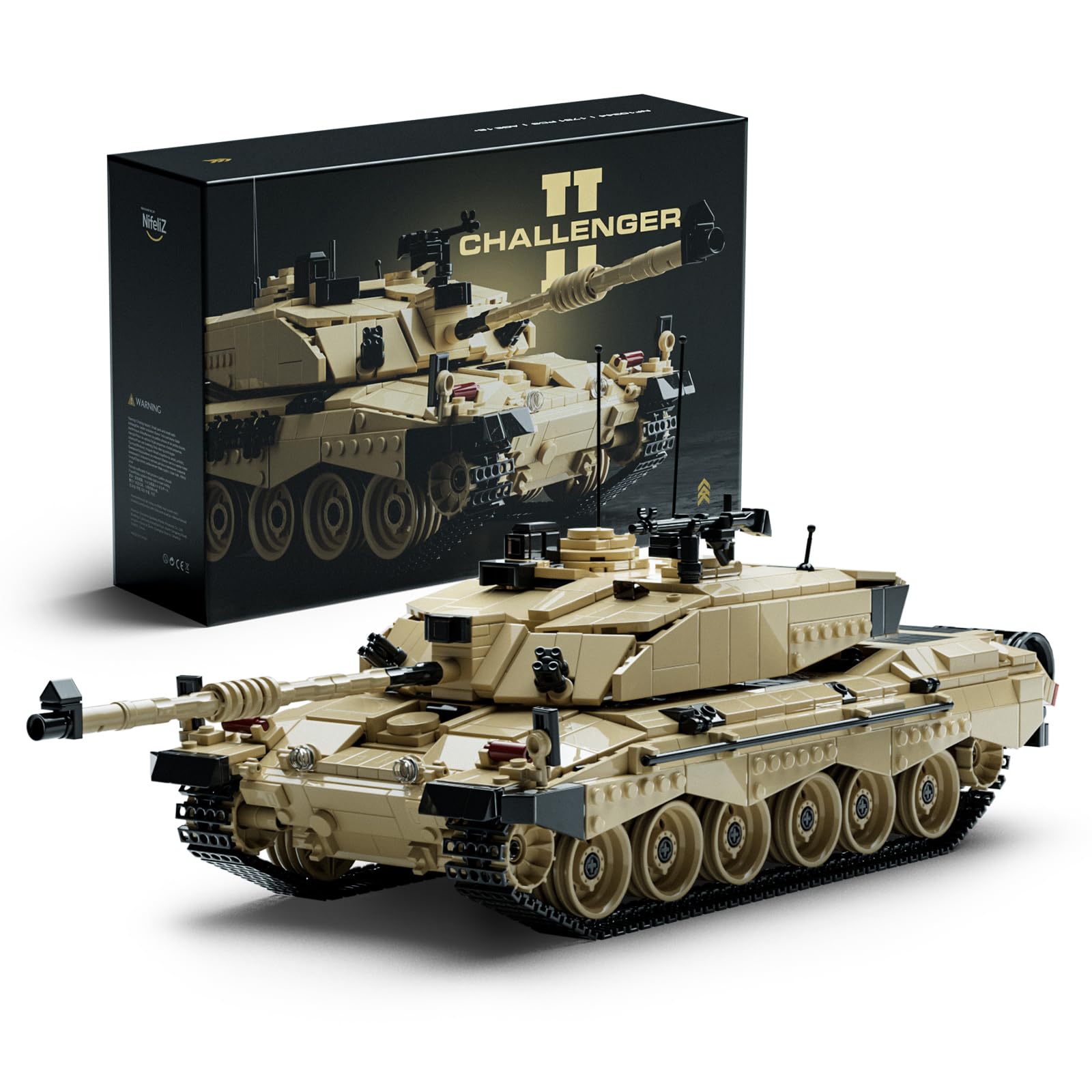 Nifeliz Challenger 2 Carro Armato da Combattimento Kit di Costruzione, Militare modello da collezione per adulti, Regalo per gli appassionati di militari Uomo e Donna (1761 pezzi, NF10344)