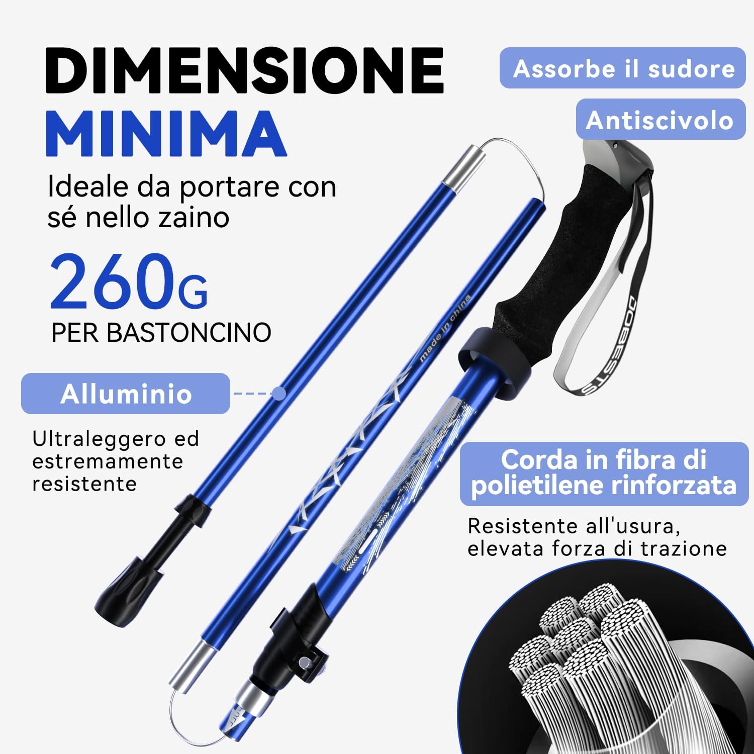 Dobests Bastoni da Trekking Pieghevoli Alluminio/Carbonio - immagine 2