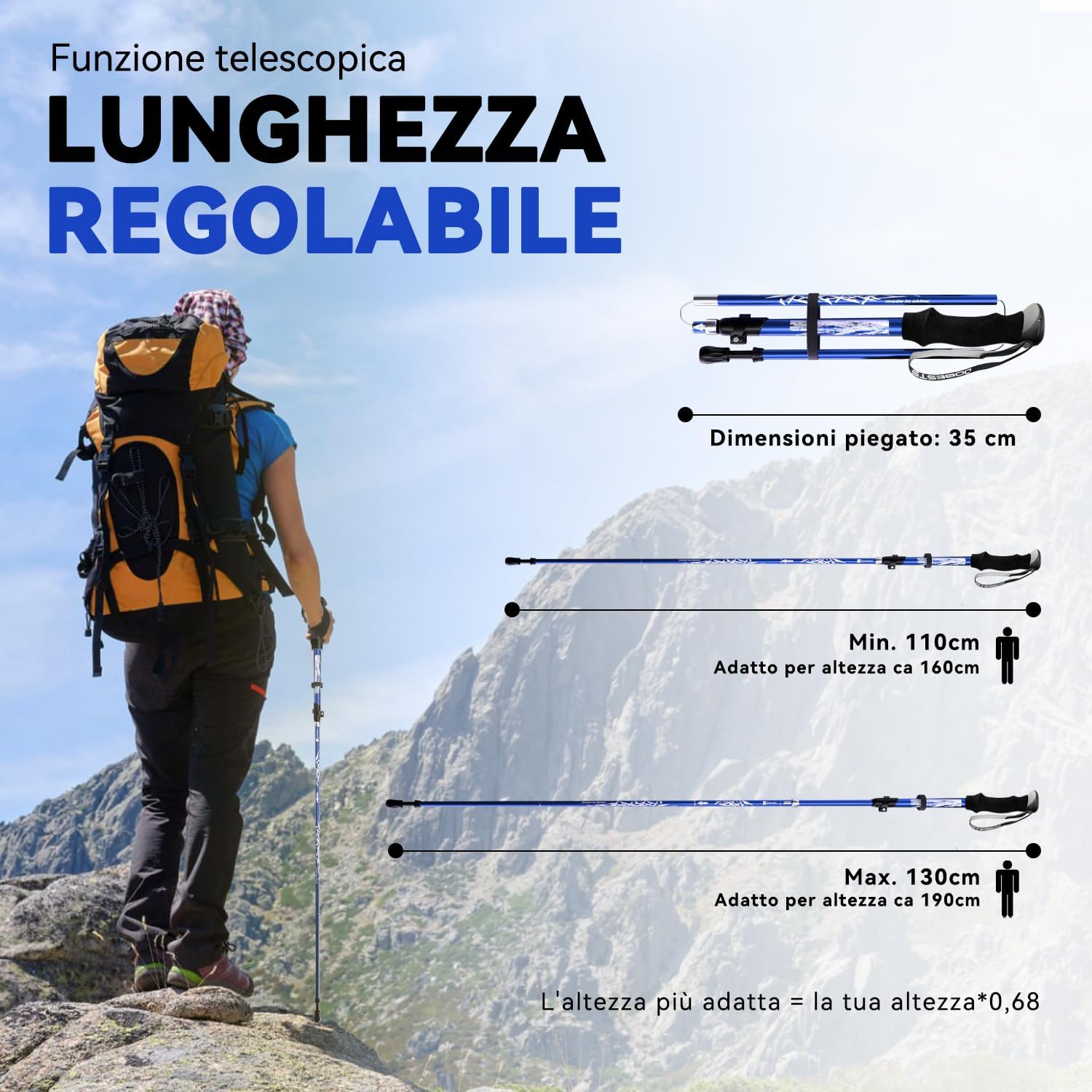 Dobests Bastoni da Trekking Pieghevoli Alluminio/Carbonio - immagine 3