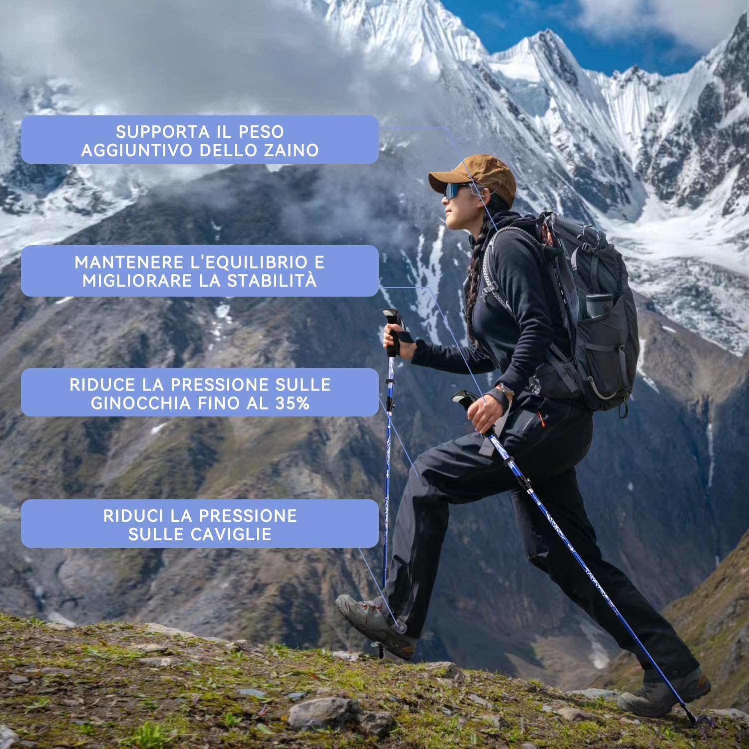 Dobests Bastoni da Trekking Pieghevoli Alluminio/Carbonio - immagine 6