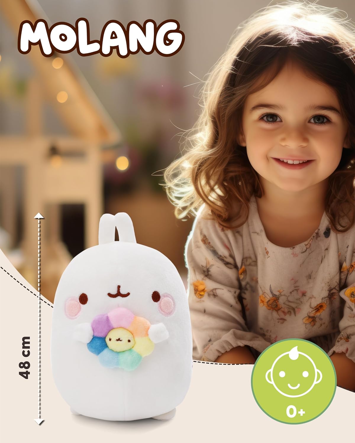 NICI Molang Peluche 48cm con Fiore Arcobaleno - immagine 2
