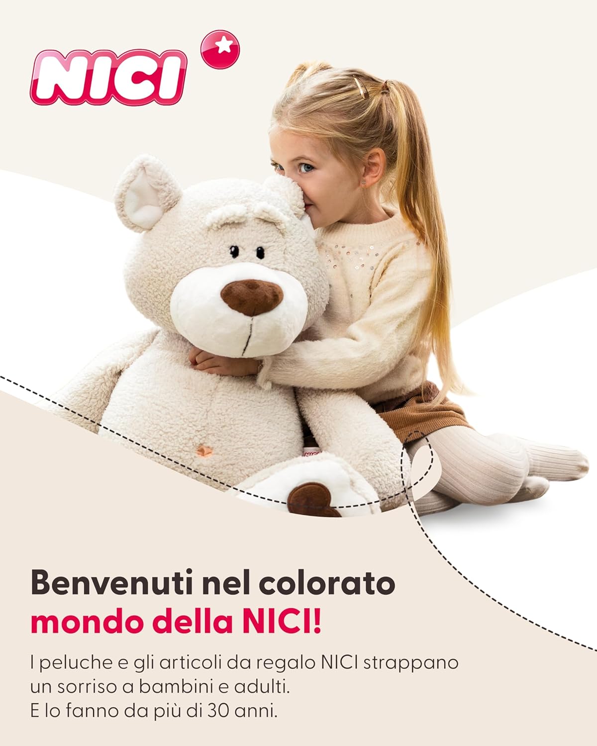 NICI Molang Peluche 48cm con Fiore Arcobaleno - immagine 6