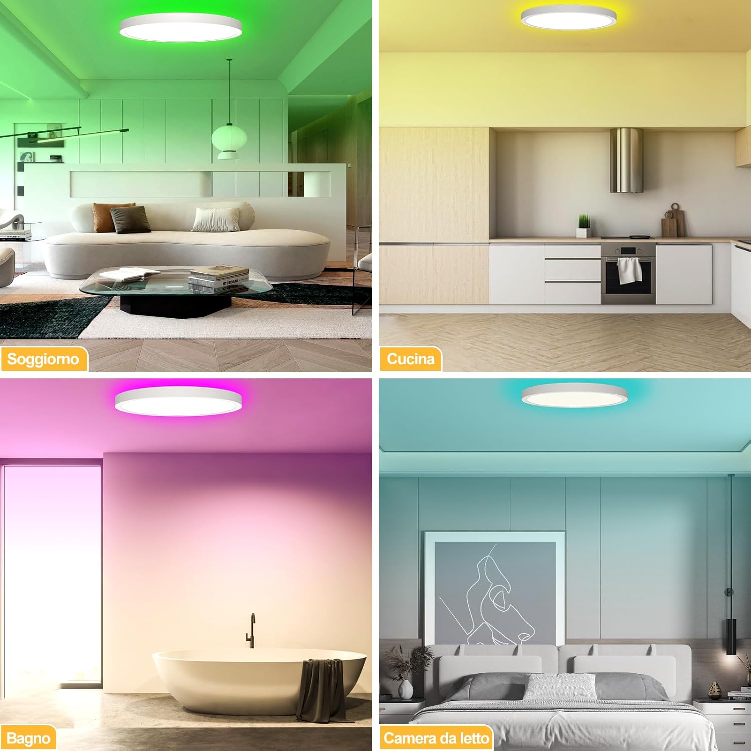 Yilaie Plafoniera LED Soffitto Moderna RGB Ø30cm 24W - immagine 6