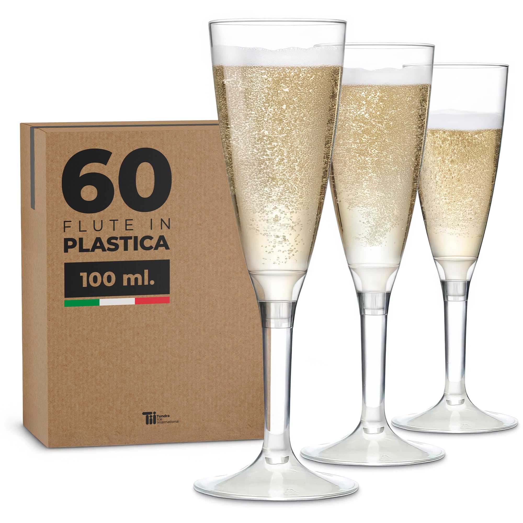 TUNDRA Set 60 Flute Plastica Riutilizzabili 100 ml
