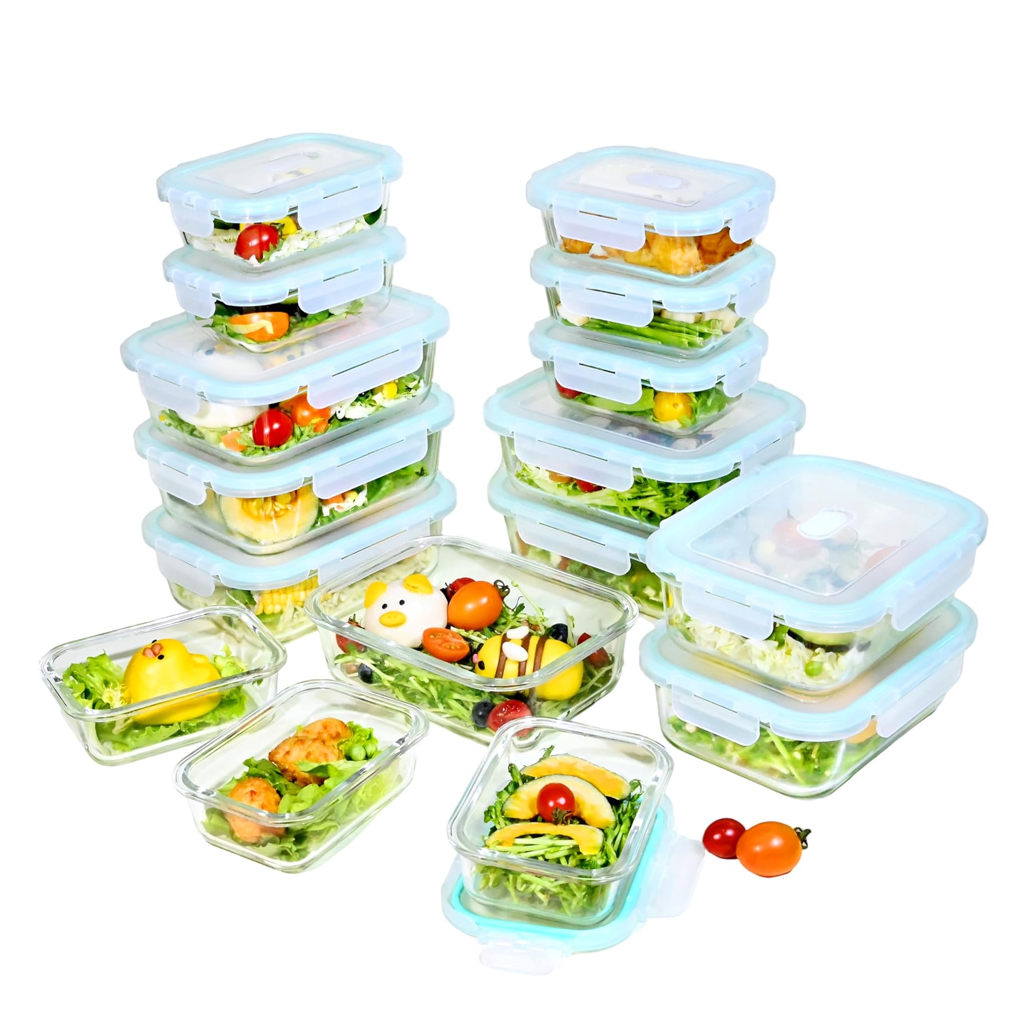 Contenitori Salvafreschezza in Vetro con Coperchio, 32 Pezzi