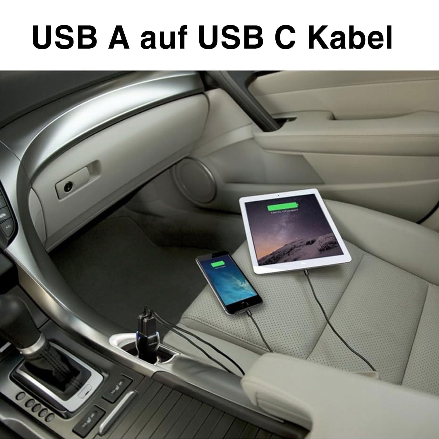 Cavo di Ricarica Auto Carplay USB-C a USB 1m, Nero - immagine 3