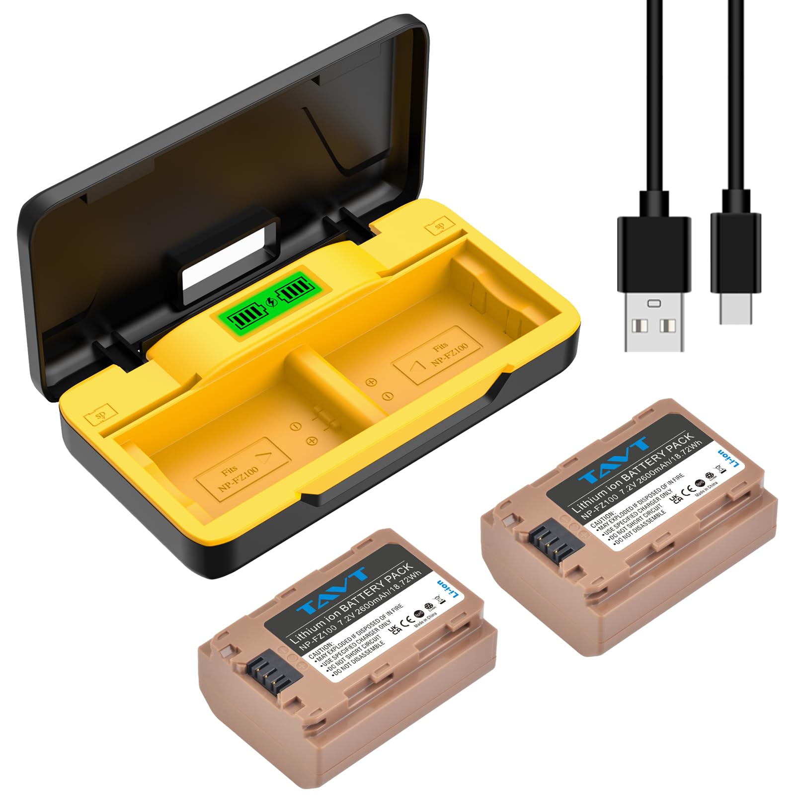 Tavt 2 Batterie NP-FZ100 2600mAh e Caricabatterie