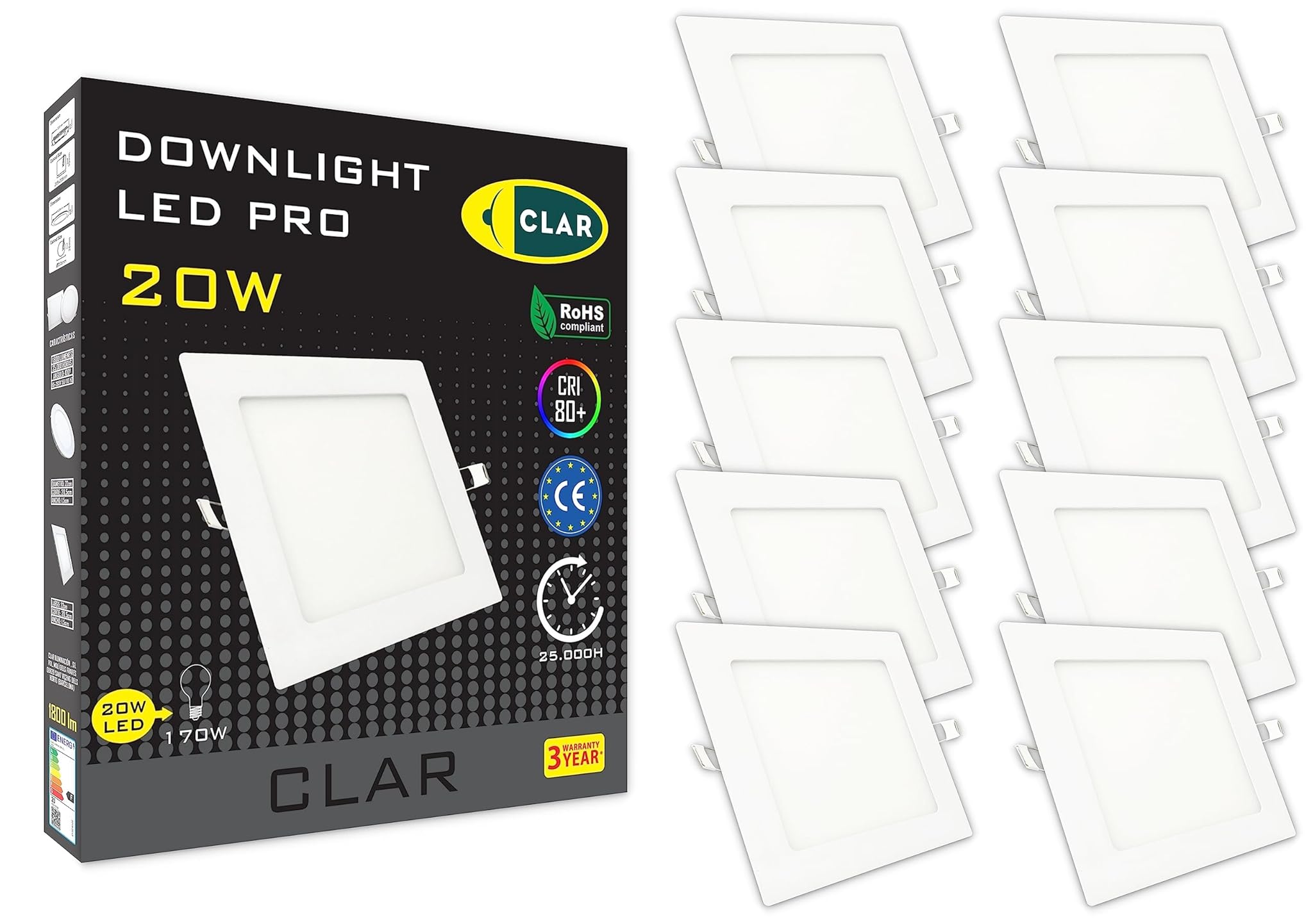 Clar - Faretti LED da Incasso per Cartongesso 20W