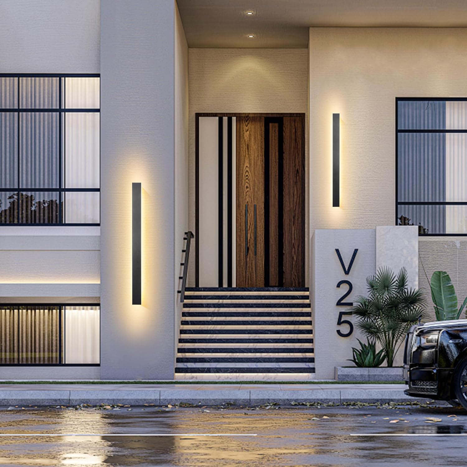 Yueeu 150CM Applique da Parete Esterno LED Lunga Nera IP65 - immagine 5