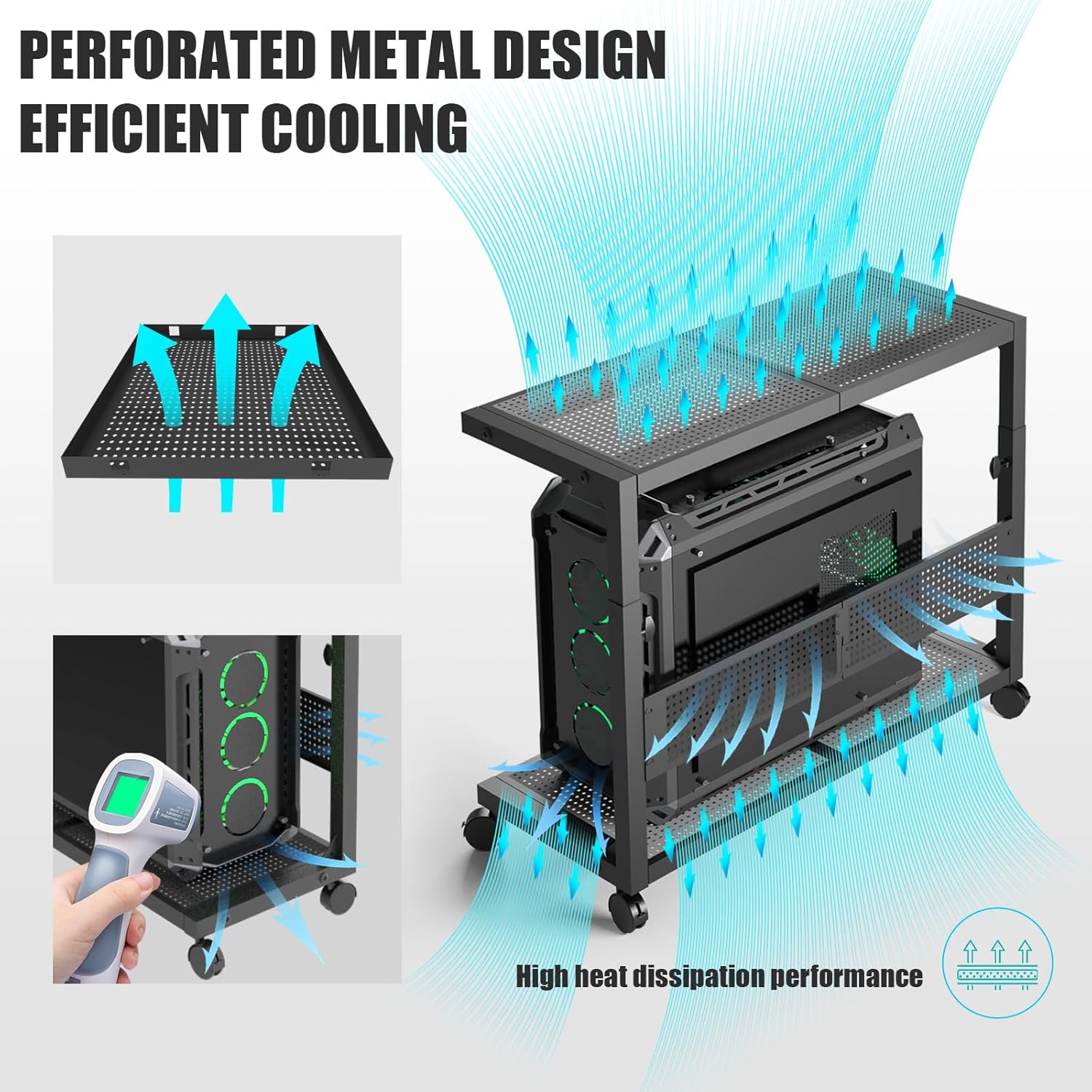 Moricher Supporto a Torre per Computer Regolabile 2 Livelli - immagine 3