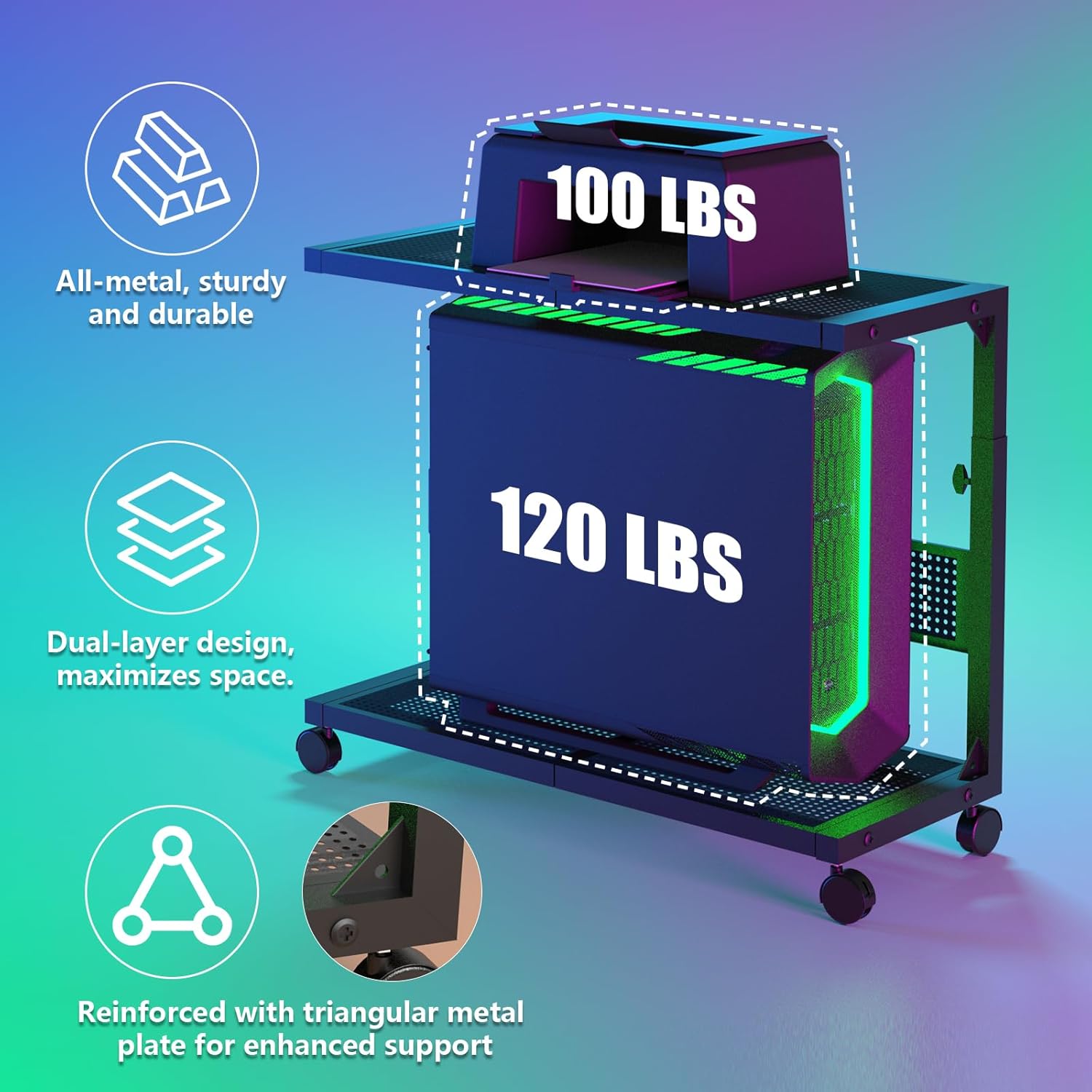 Moricher Supporto a Torre per Computer Regolabile 2 Livelli - immagine 4