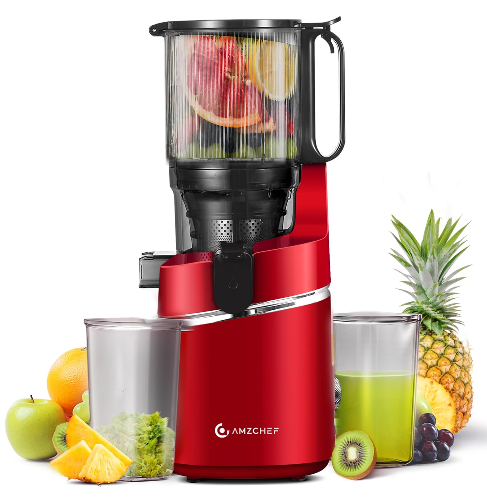 Amzchef Spremiagrumi Automatico All-in-One 250W, Rosso