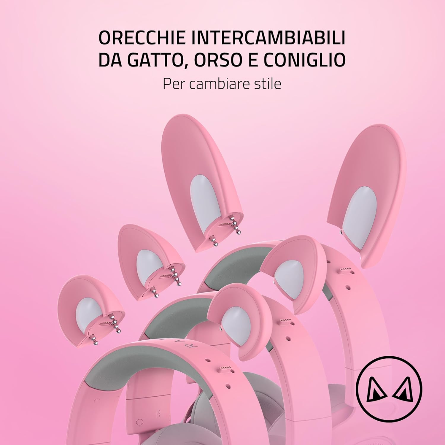 Razer Kraken Kitty V2 Pro - Cuffie RGB Cablate, Quartz Rosa - immagine 2