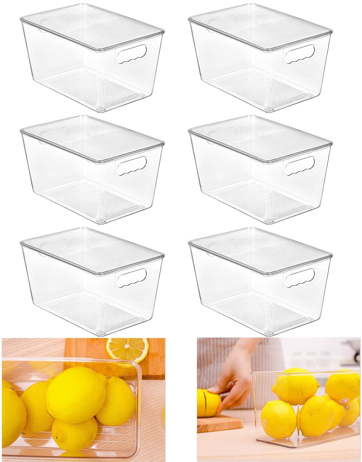 HPYLIF·H Organizer per frigorifero (6 pezzi con coperchio (29 x 19 x 15 cm)