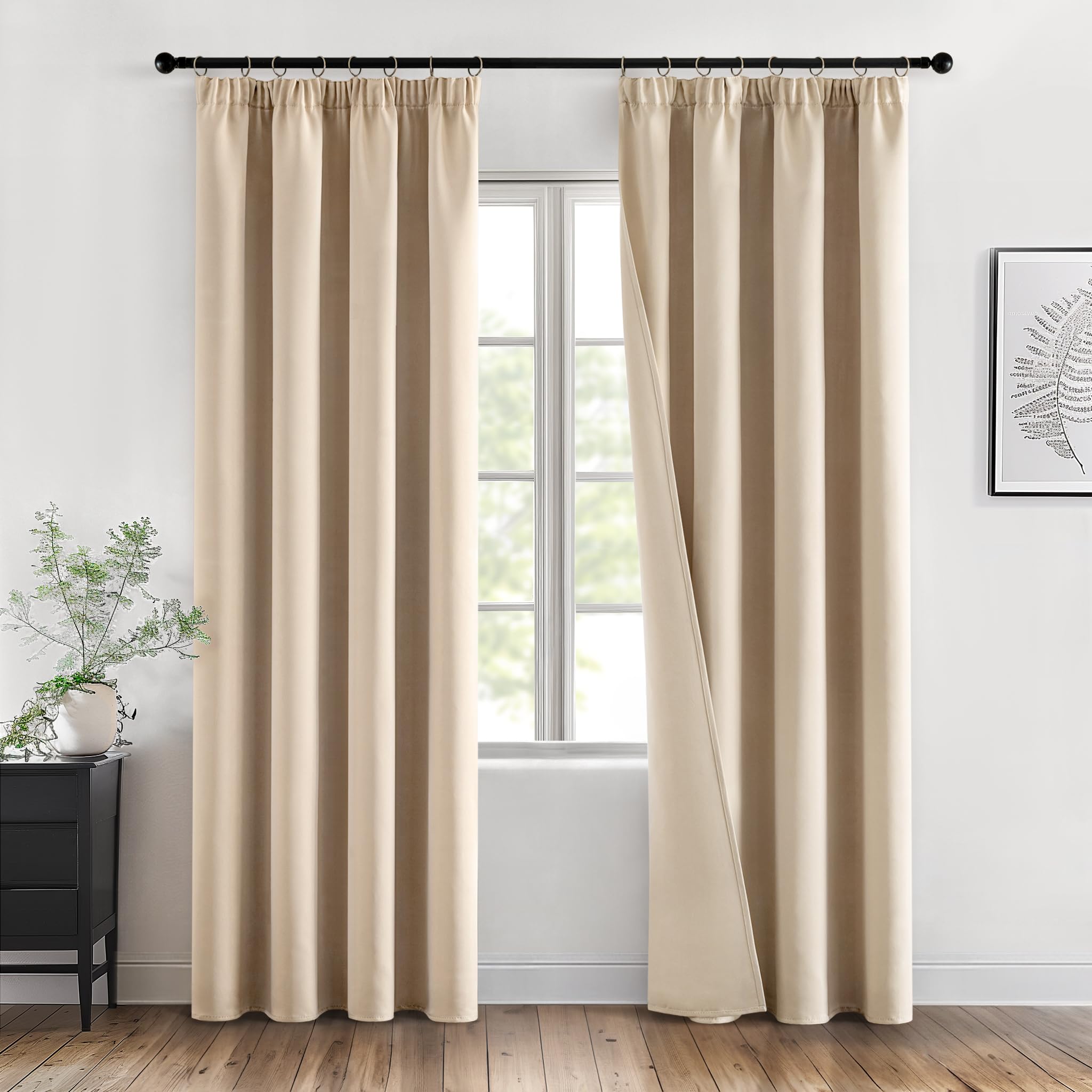 Miulee Tende Oscuranti Termiche 280x140CM (2 Pezzi), Beige