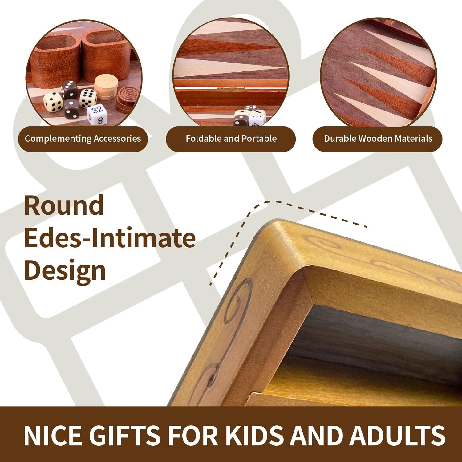 Syrace Set Backgammon Intarsiato in Legno 39.9 cm - immagine 7