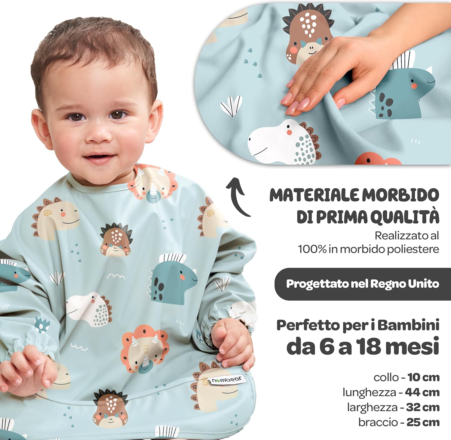 Nombear ® Bavaglini Impermeabili con Maniche e Tasca - immagine 5