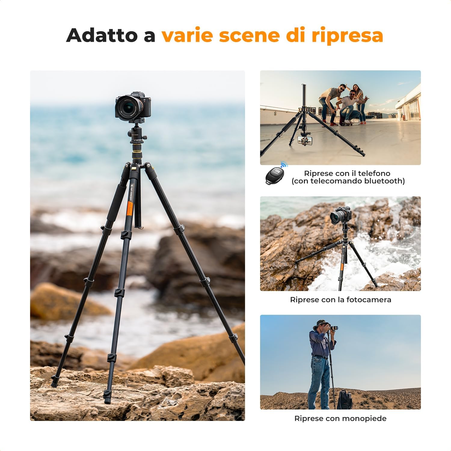 K&f Concept Treppiede Fotocamera 184cm Monopiede 10kg - immagine 3