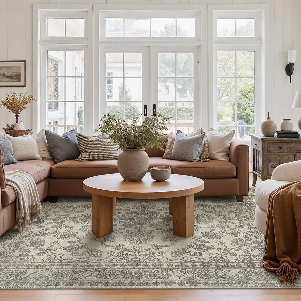 Genimo Tappeto Salotto Pelo Corto, Fiore Marrone 160x230 cm