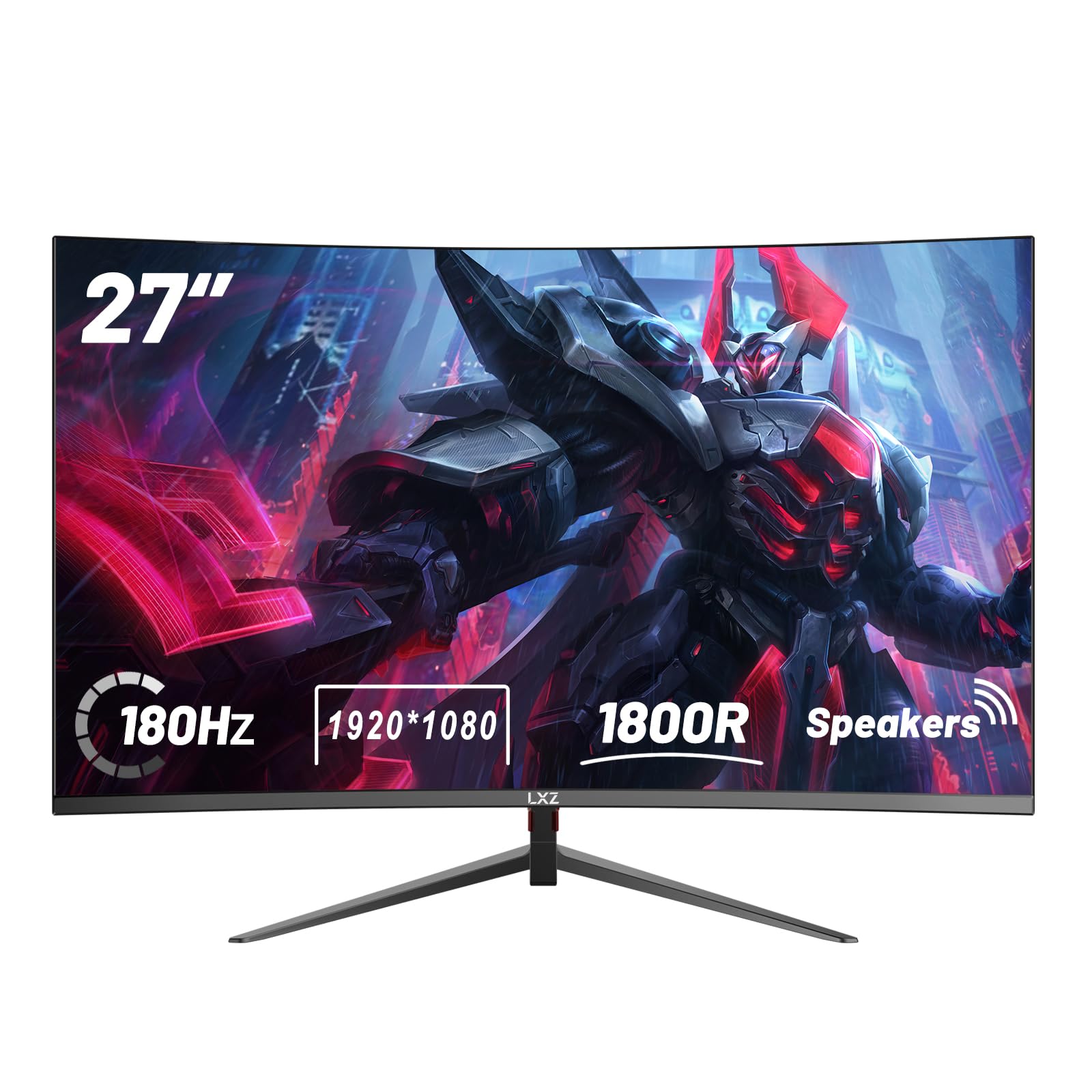 Lxz Monitor Gaming Curvo 27 pollici 180Hz Full HD, Nero