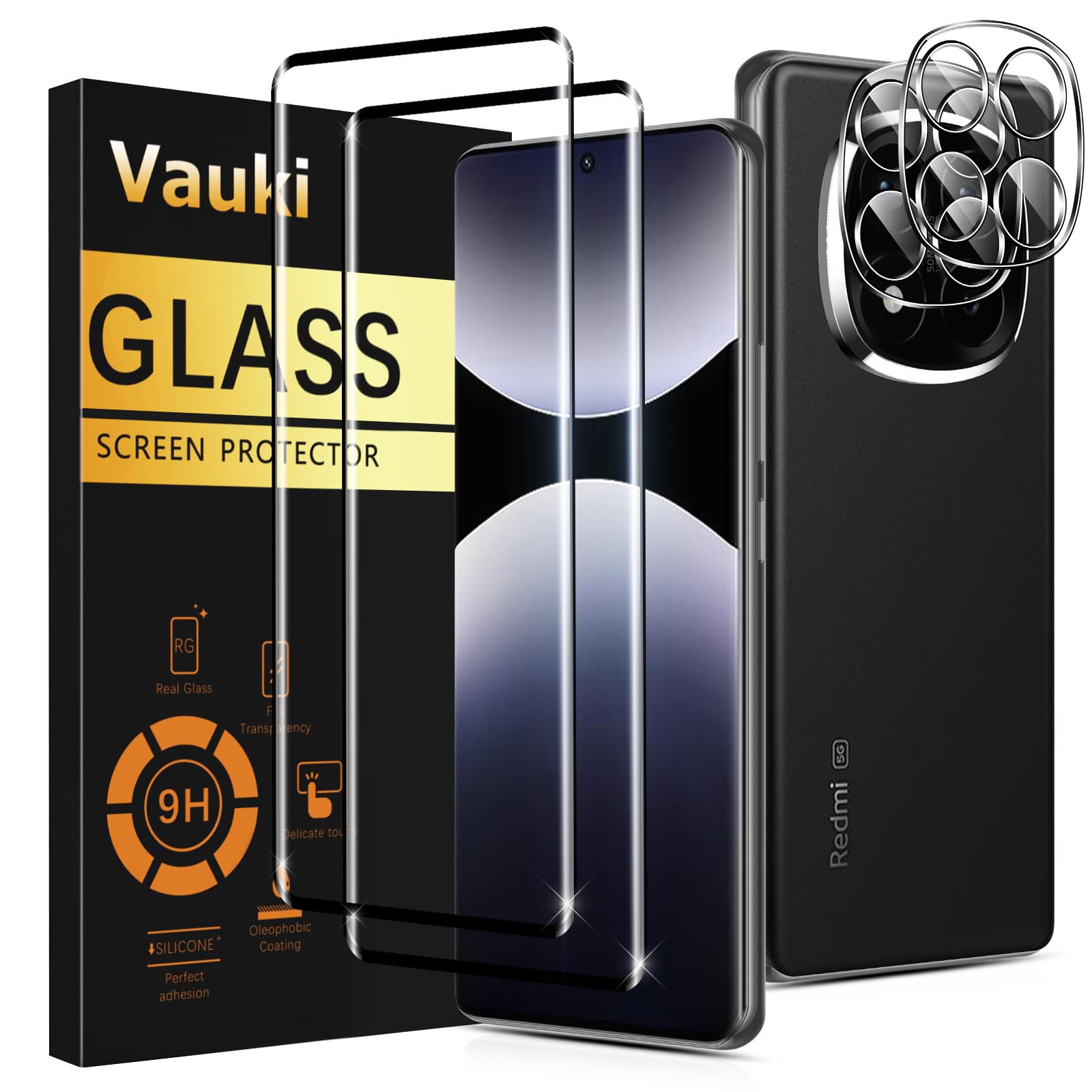 Vauki Vetro Temperato per Xiaomi Redmi Note 14 Pro 5G (2+2 pz)