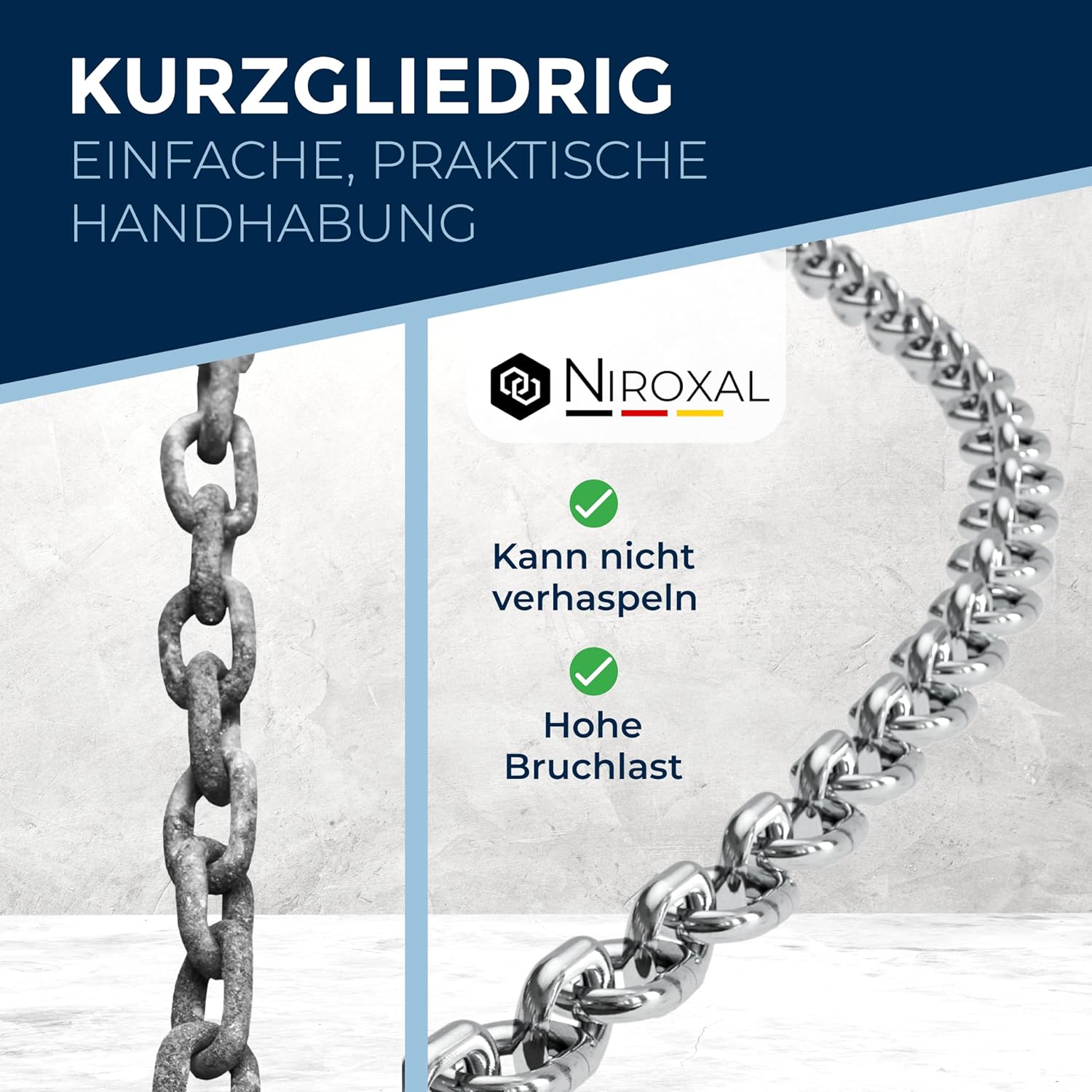 16-metri 5-mm di spessore catena in acciaio inossidabile inox V4A a maglia corta da NietFullThings in un unico pezzo catena di ancoraggio DIN 5685 DIN 766 16-m - immagine 6