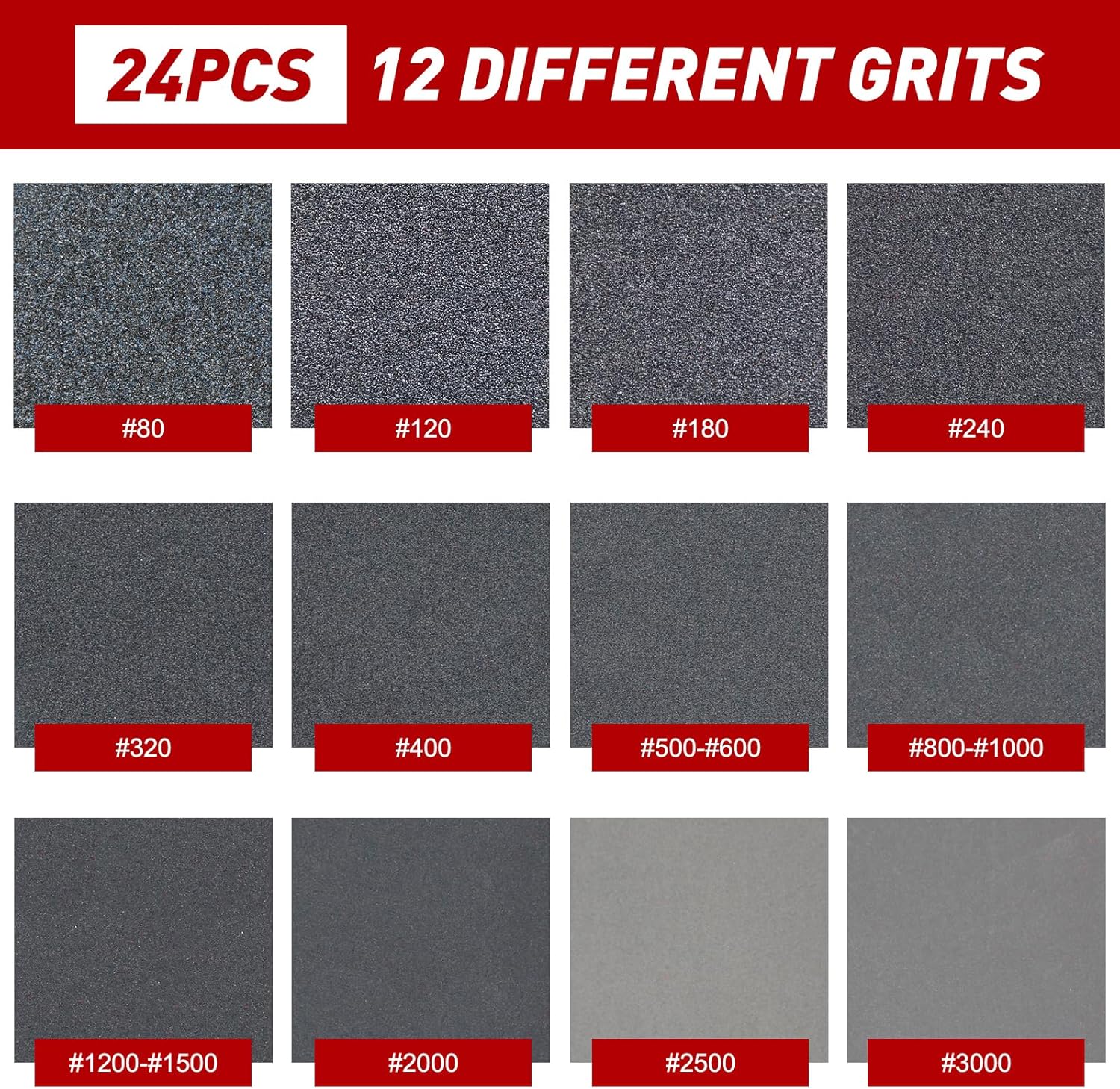 24 Pezzi Spugna Abrasiva Grana 80-3000 - immagine 3