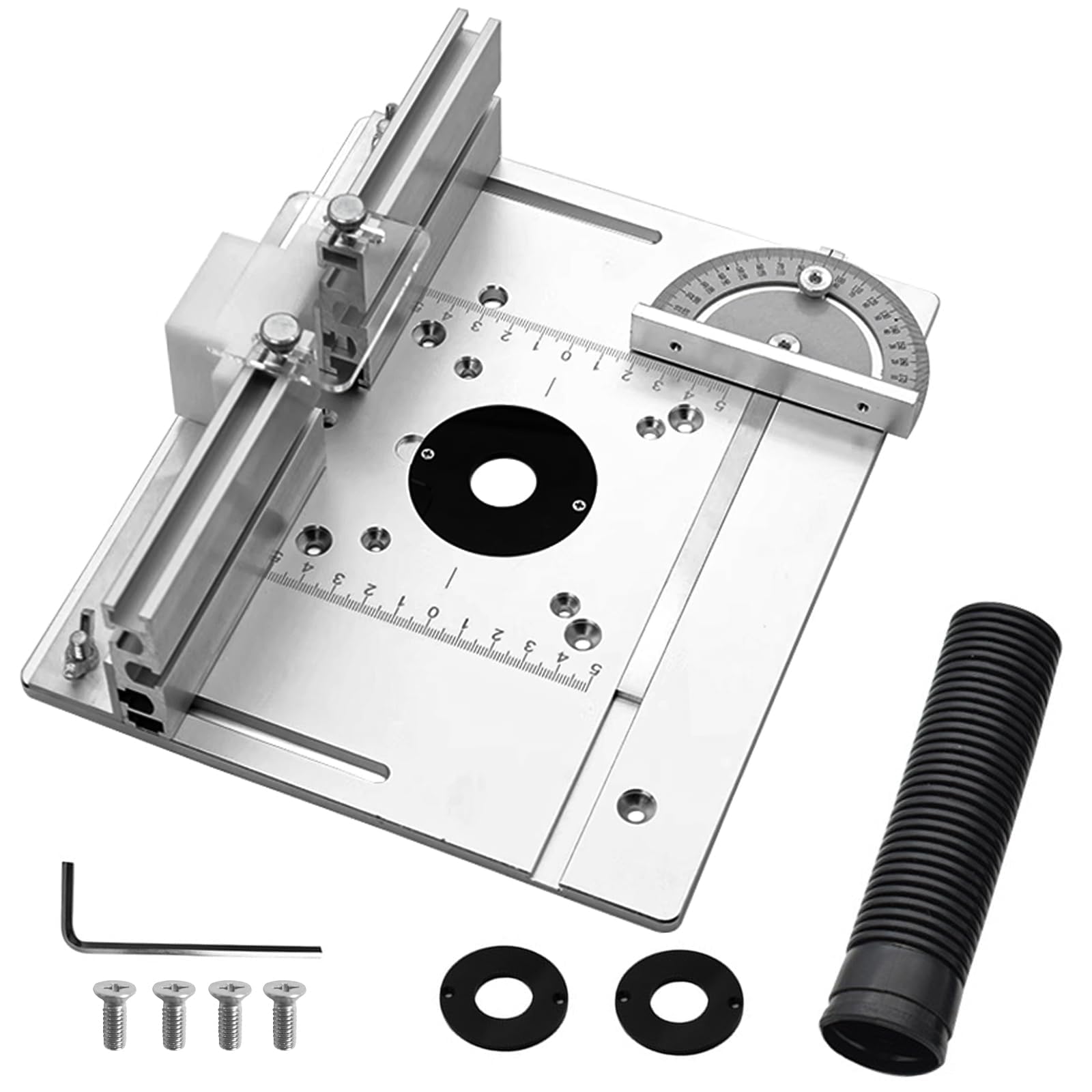 Set 3 Piastre per Fresatrice Legno in Alluminio Argento