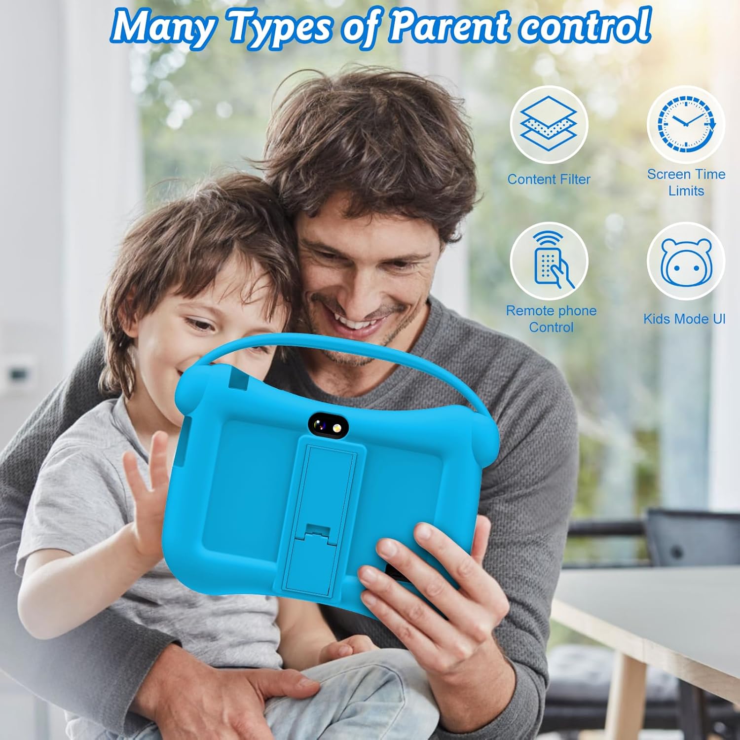 Veswwe Tablet Educativo per Bambini 7" Android, Blu - immagine 4