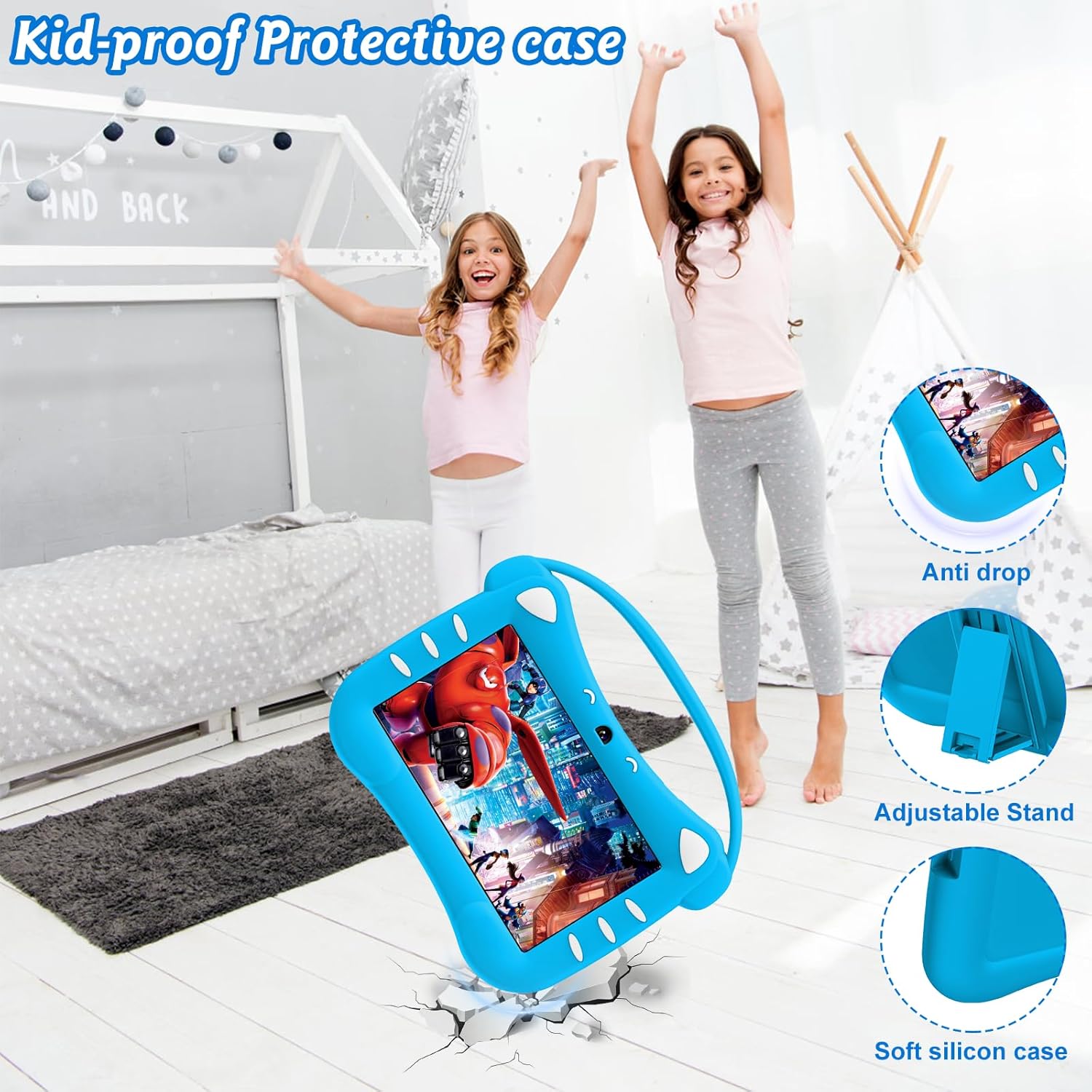 Veswwe Tablet Educativo per Bambini 7" Android, Blu - immagine 5