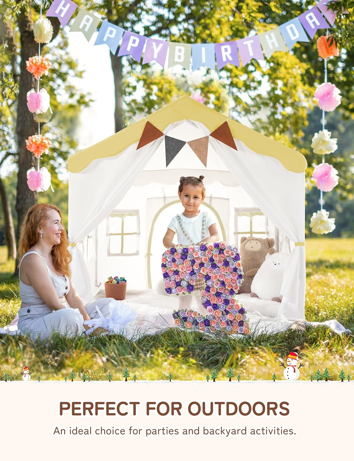 Besrey Tenda per Bambini 2 in 1, Casetta da Gioco Giallo - immagine 5