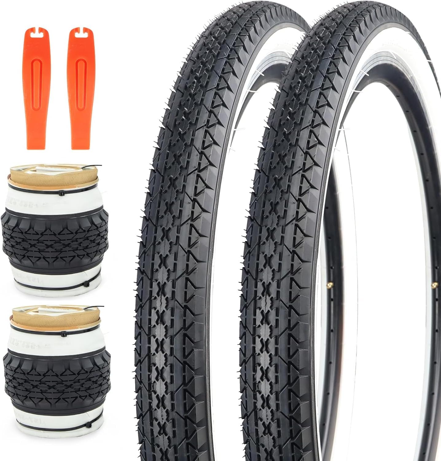 Zukka 2 Pneumatici Bici 26 x 2,125 pollici, Bianco