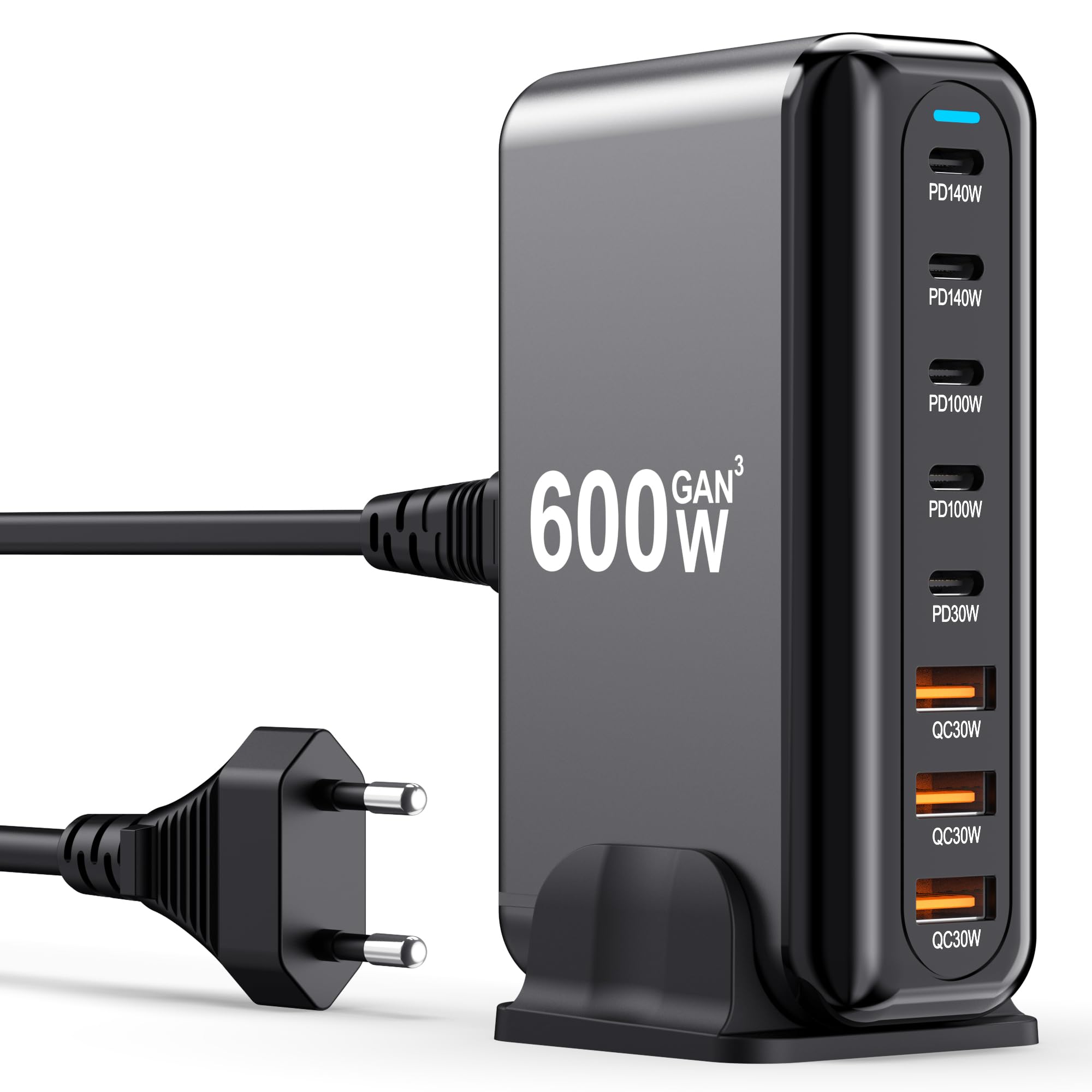 USB C Charger Block 600W 8 Porte GaN Fast Charging Station