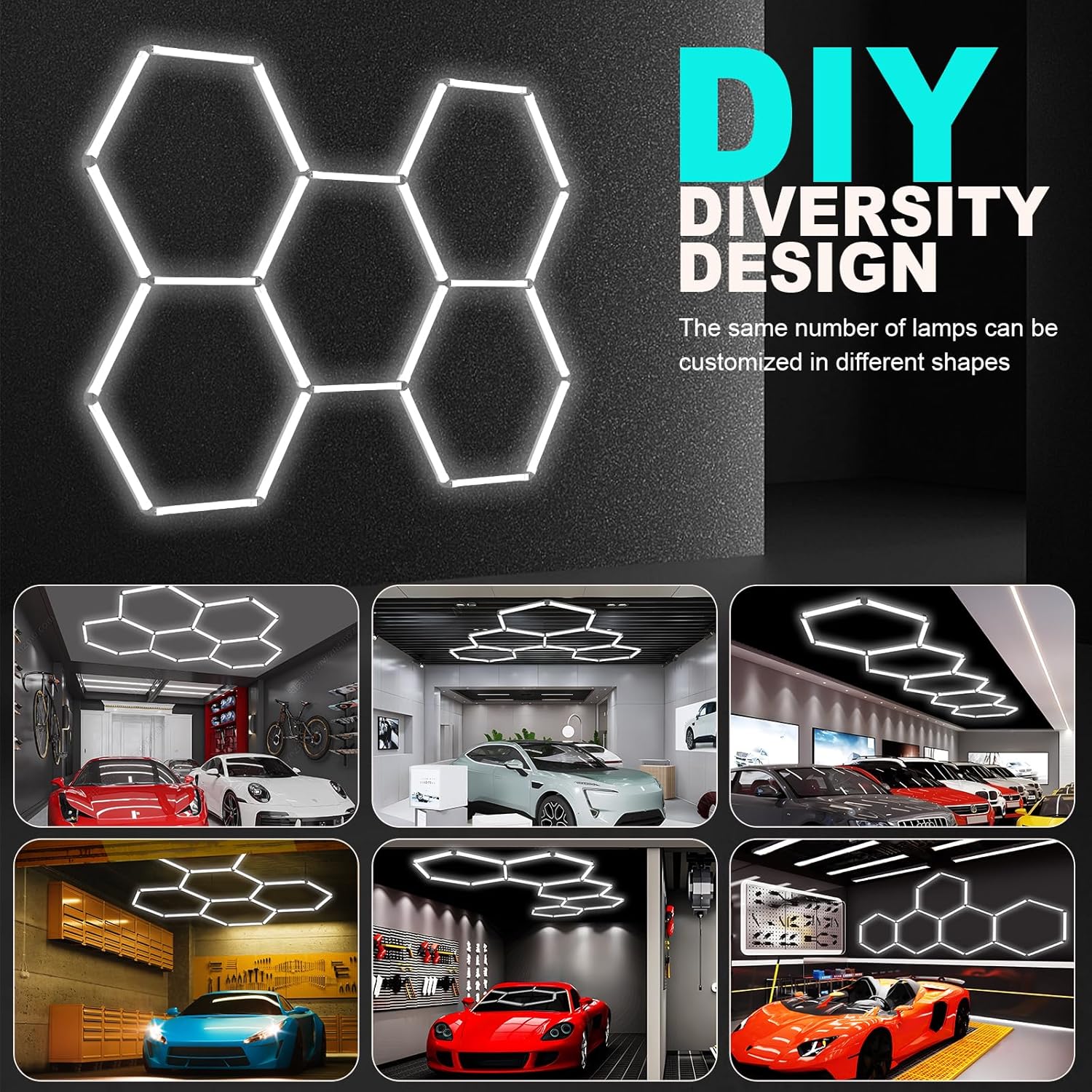 Plafoniera LED Esagonale per Garage 192W 6500K - immagine 3