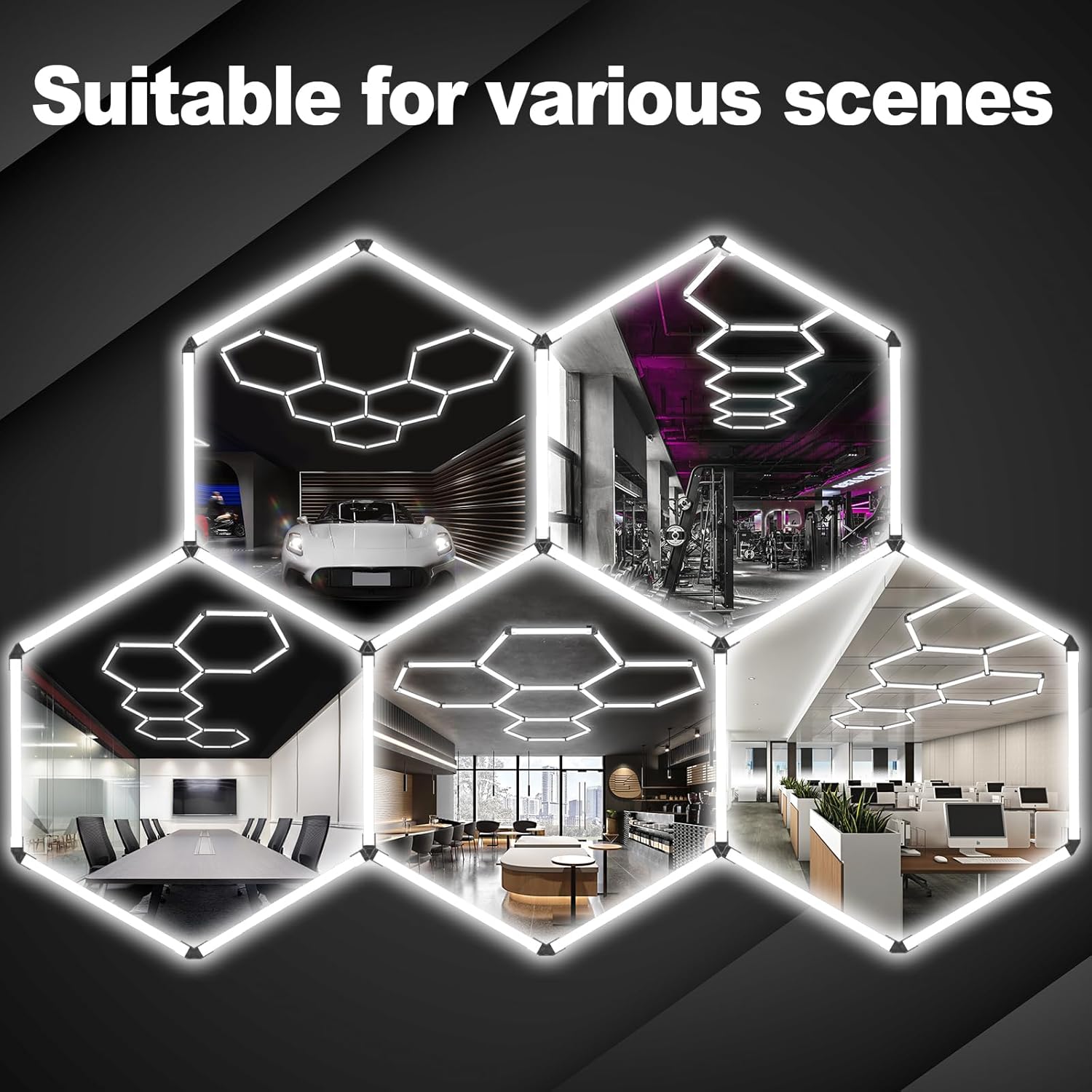 Plafoniera LED Esagonale per Garage 192W 6500K - immagine 5