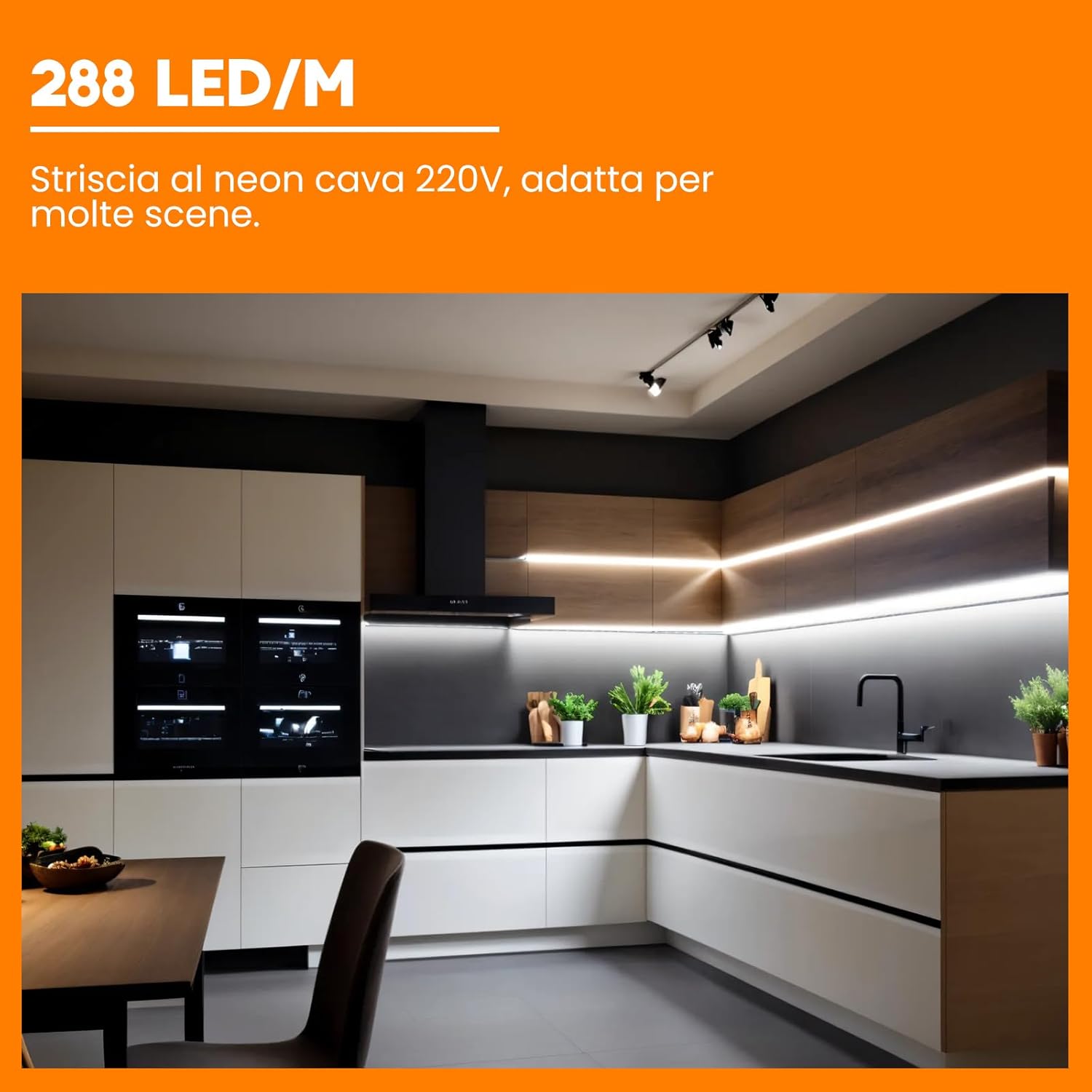 Wisada Striscia LED COB 220V Flessibile 10M, Bianco - immagine 4