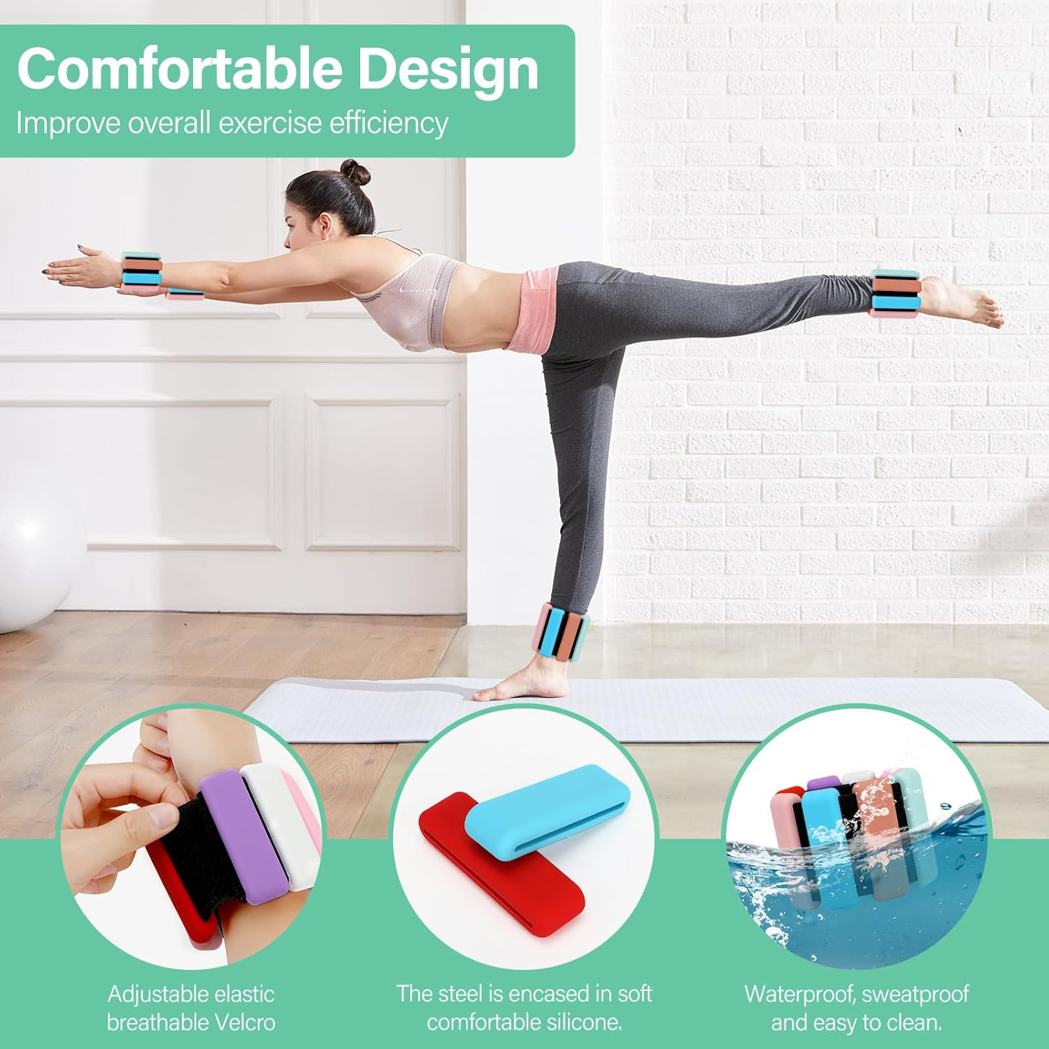 Pesi Caviglie e Polso 2 Pezzi (0.5kg Ciascuno) - immagine 2