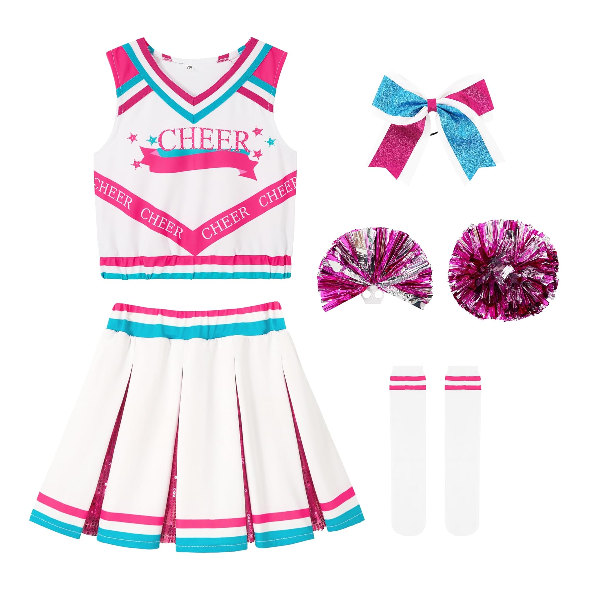 LOLANTA Costume da Cheerleader Bambina con Pompoms