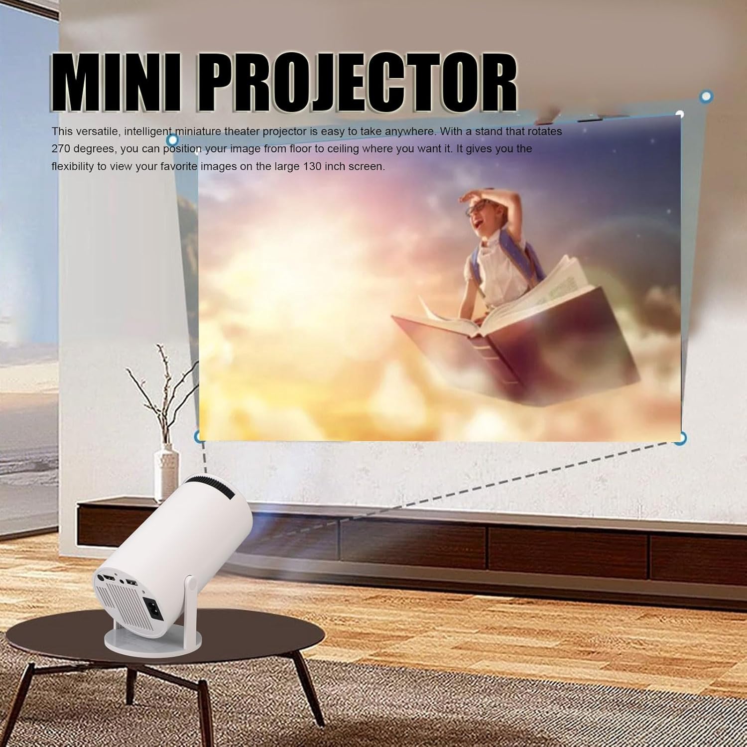 Mini Proiettore Intelligente 4K con Schermo 130 Pollici - immagine 2