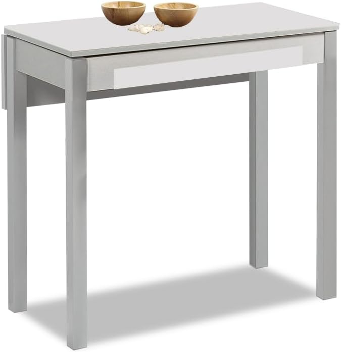 ASTIMESA Tavolo da cucina, grigio, 90 x 50 cm esteso 90 x 70 cm