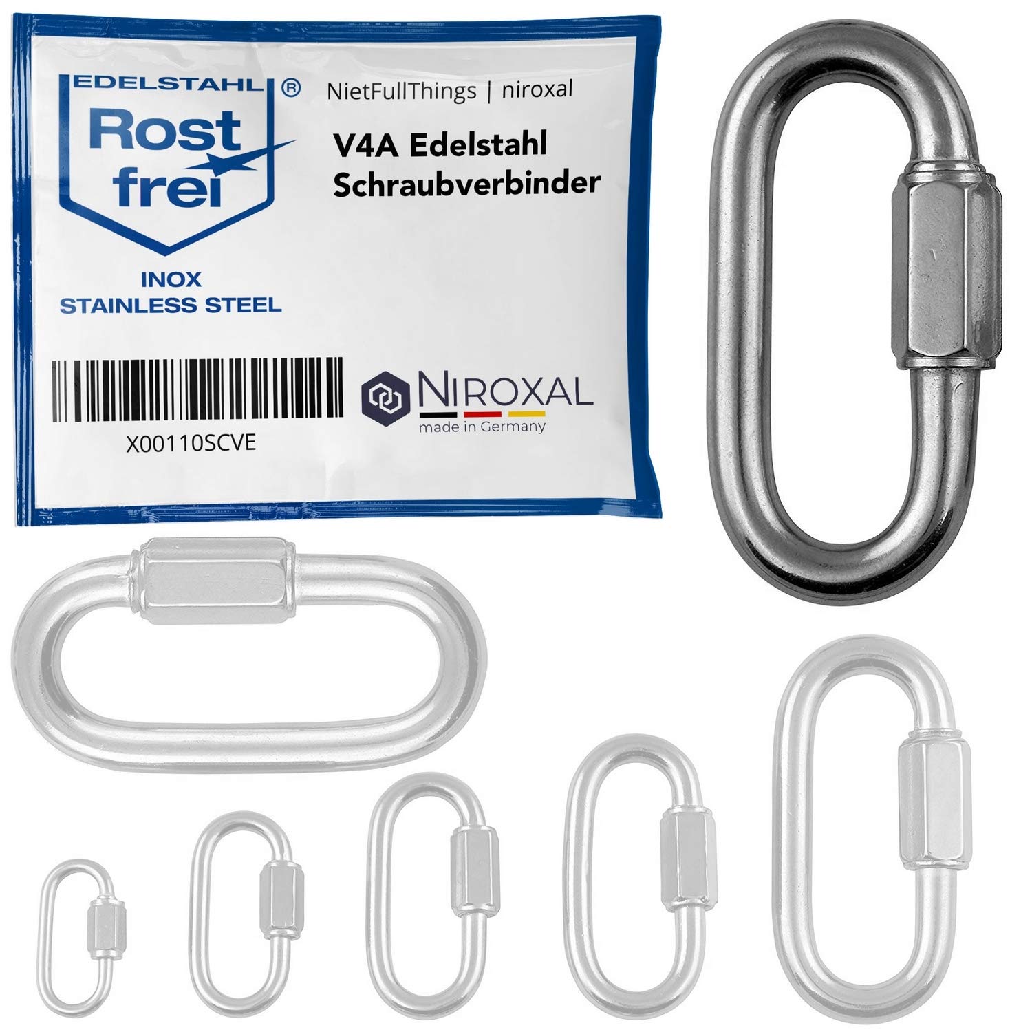 20 Connettori a Vite in Acciaio Inox V4A 12mm