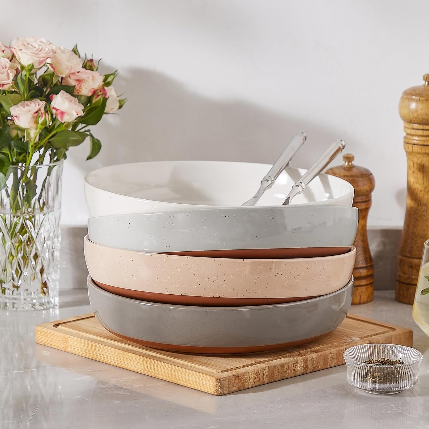 Malacasa Serie TARA - Set 4 Ciotole Pasta in Gres Multicolore - immagine 6