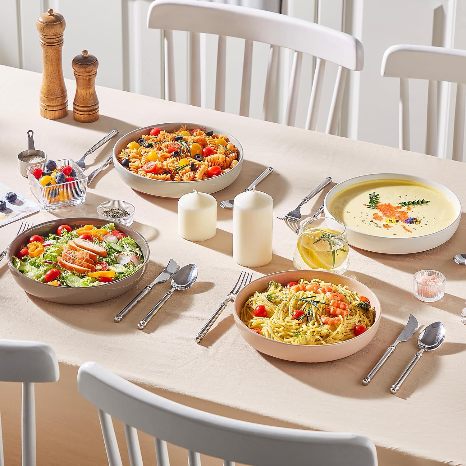 Malacasa Serie TARA - Set 4 Ciotole Pasta in Gres Multicolore - immagine 7