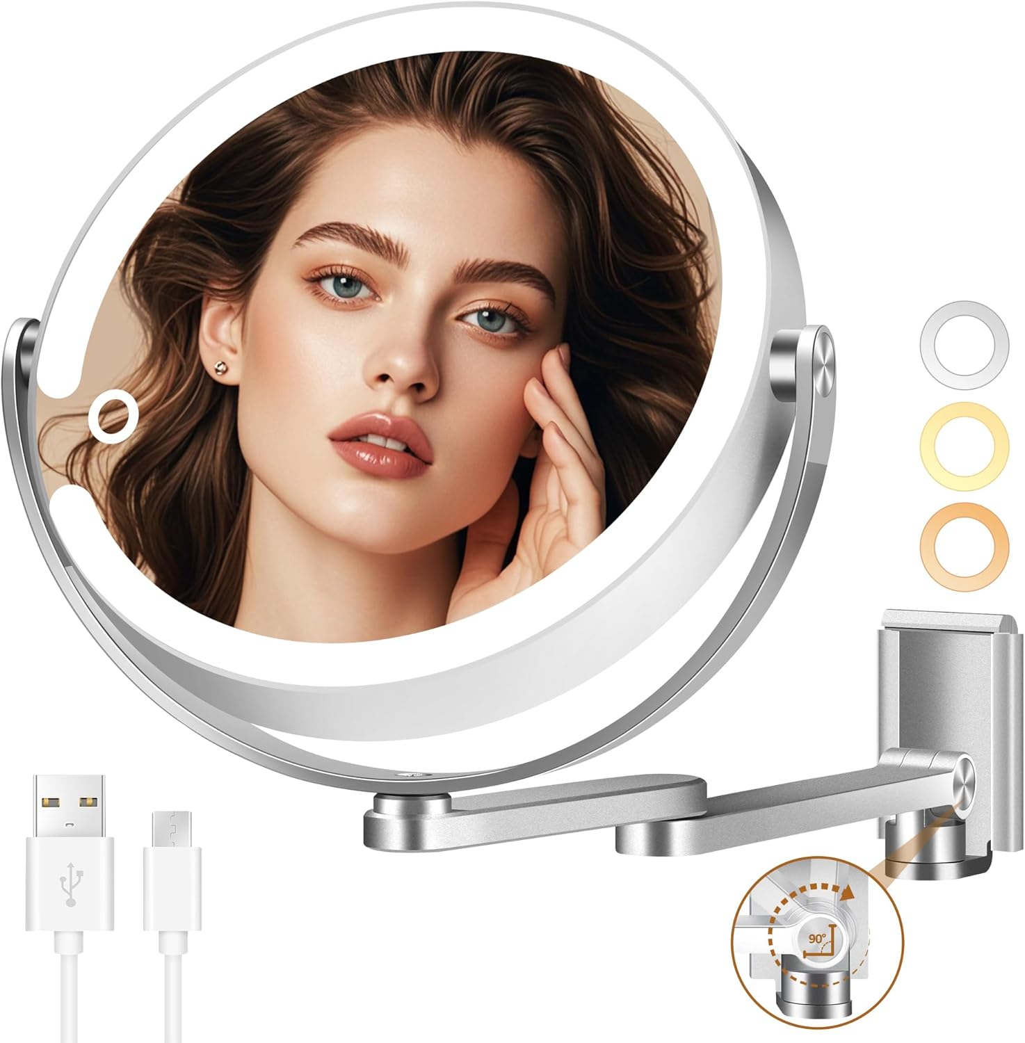 Specchio Trucco da Parete Ingranditore 20X con Luce LED - immagine 1