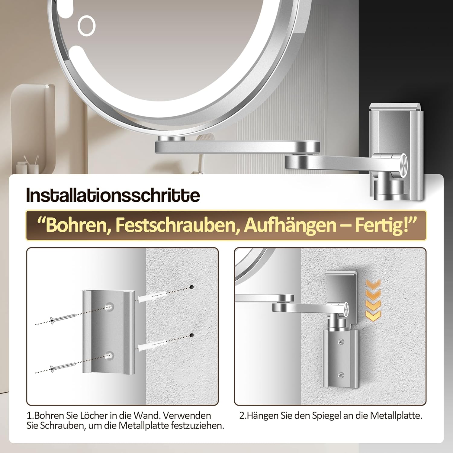 Specchio Trucco da Parete Ingranditore 20X con Luce LED - immagine 5