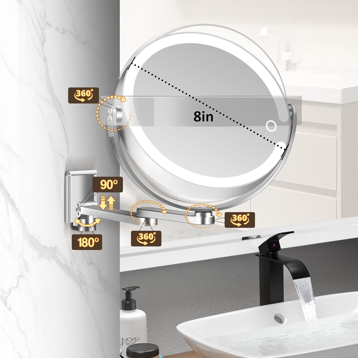 Specchio Trucco da Parete Ingranditore 20X con Luce LED - immagine 7